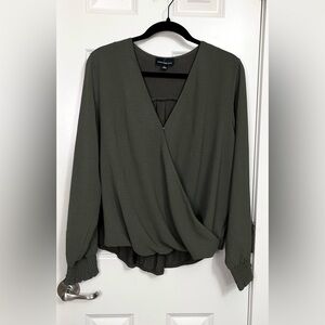 Fortune + Ivy Clare Surplice Blouse in Olive NWT